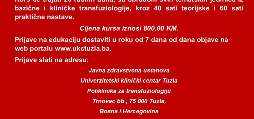 KURS IZ TRANSFUZIJSKE MEDICINE